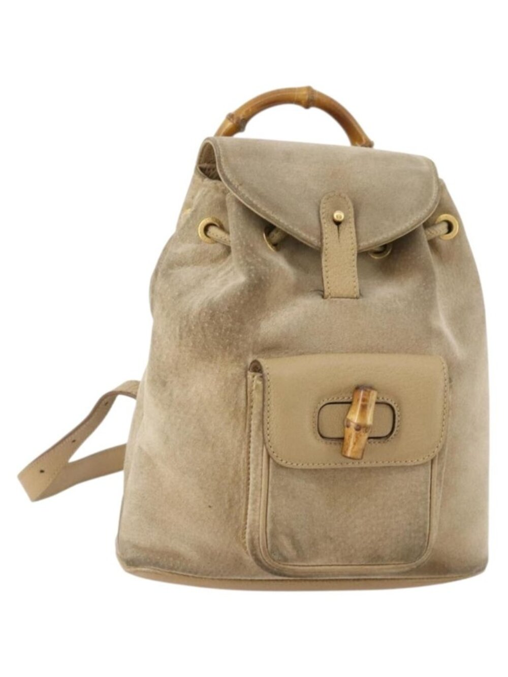 GUCCI Bamboo Backpack Suede Leather Black Gold 003 2058 0030